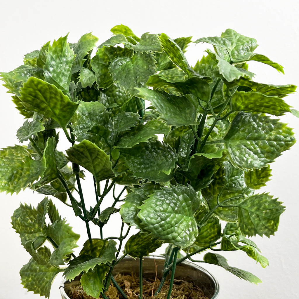 28.5cm Artificial Mint Plant in Vintage Tin Can Plant Pot