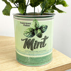 28.5cm Artificial Mint Plant in Vintage Tin Can Plant Pot