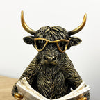 20.5cm Tall Highland Cow on the Toilet Ornament - Resin