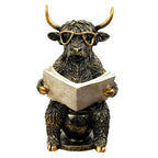 20.5cm Tall Highland Cow on the Toilet Ornament - Resin