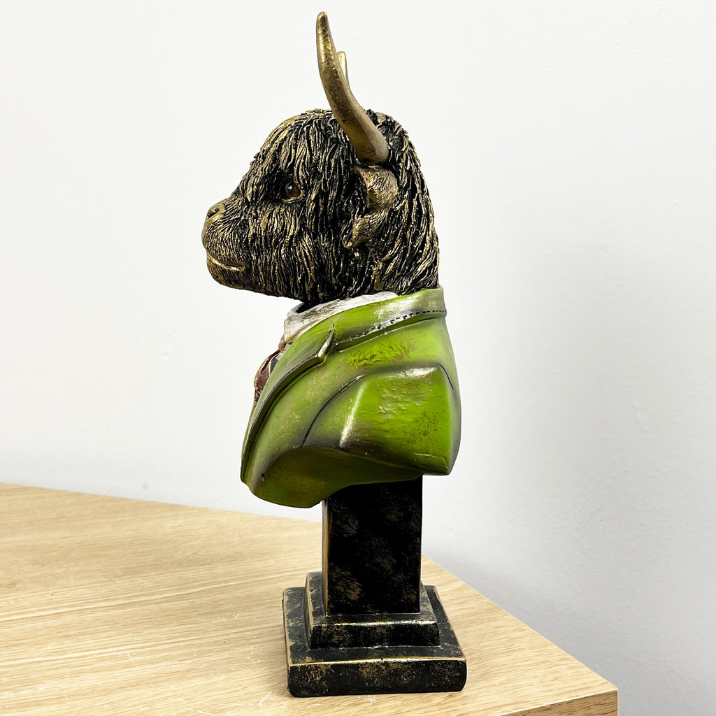 24.5cm Tall Highland Cow Bust Ornament - Resin