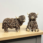 Set of 2 Small Highland Cow Ornaments – Resin