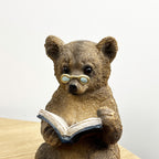 17.5cm Bear Reading a Book Ornament - Resin