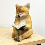17cm Reading Fox Ornament - Resin