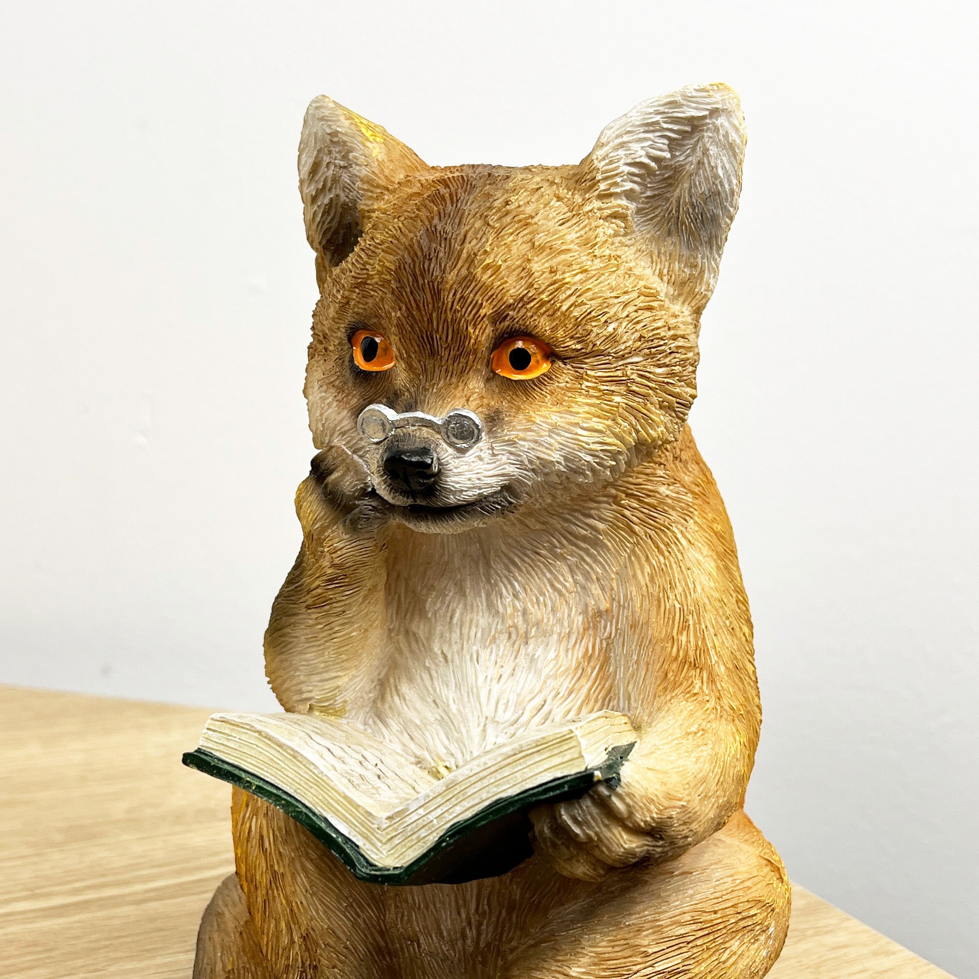 17cm Reading Fox Ornament - Resin