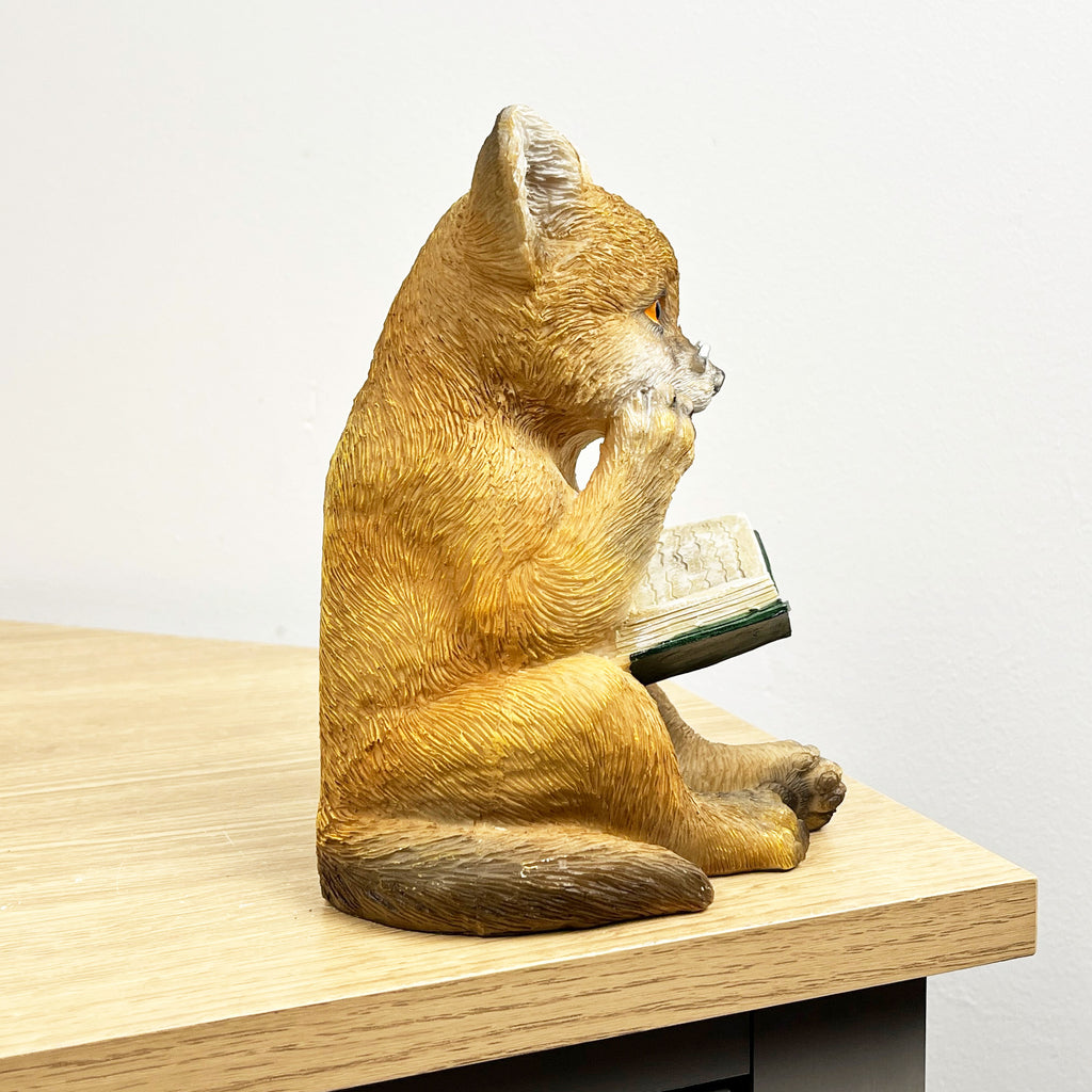 17cm Reading Fox Ornament - Resin