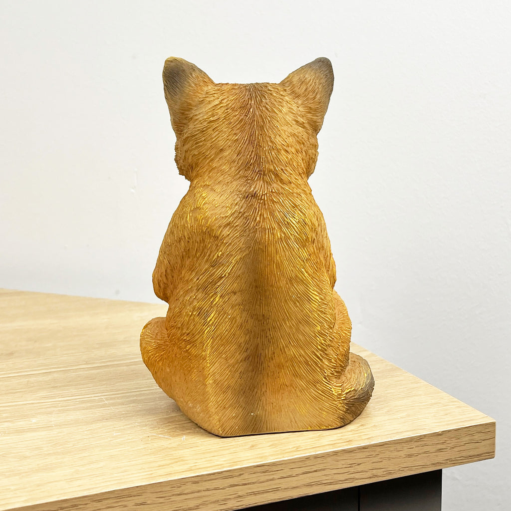 17cm Reading Fox Ornament - Resin