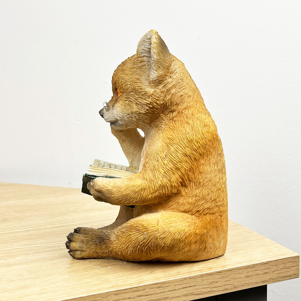17cm Reading Fox Ornament - Resin