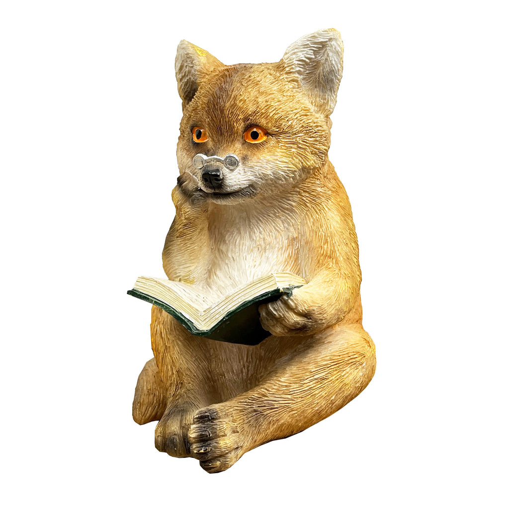 17cm Reading Fox Ornament - Resin