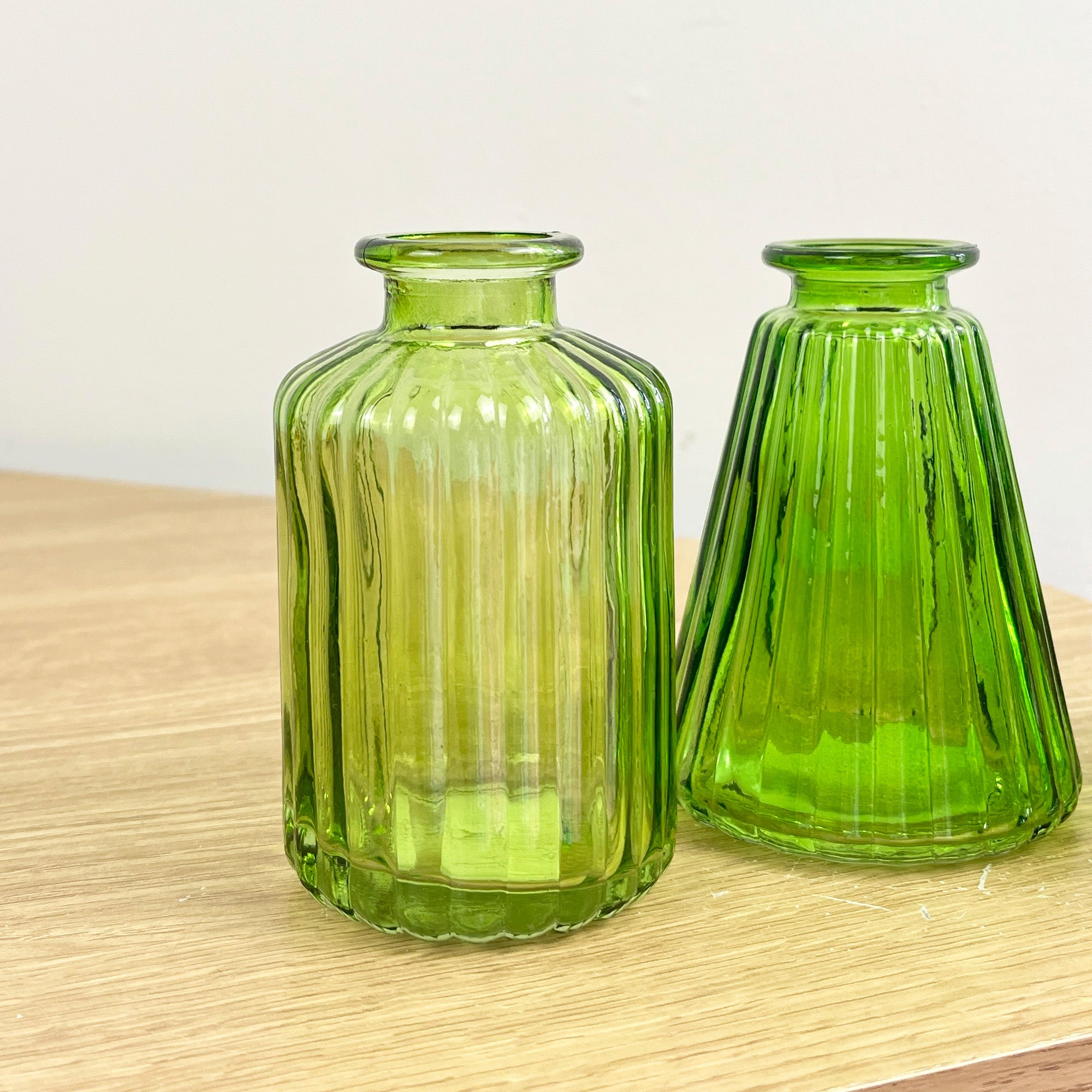 3 Piece Glass Bud Vase Set - Emerald Green Mix #1