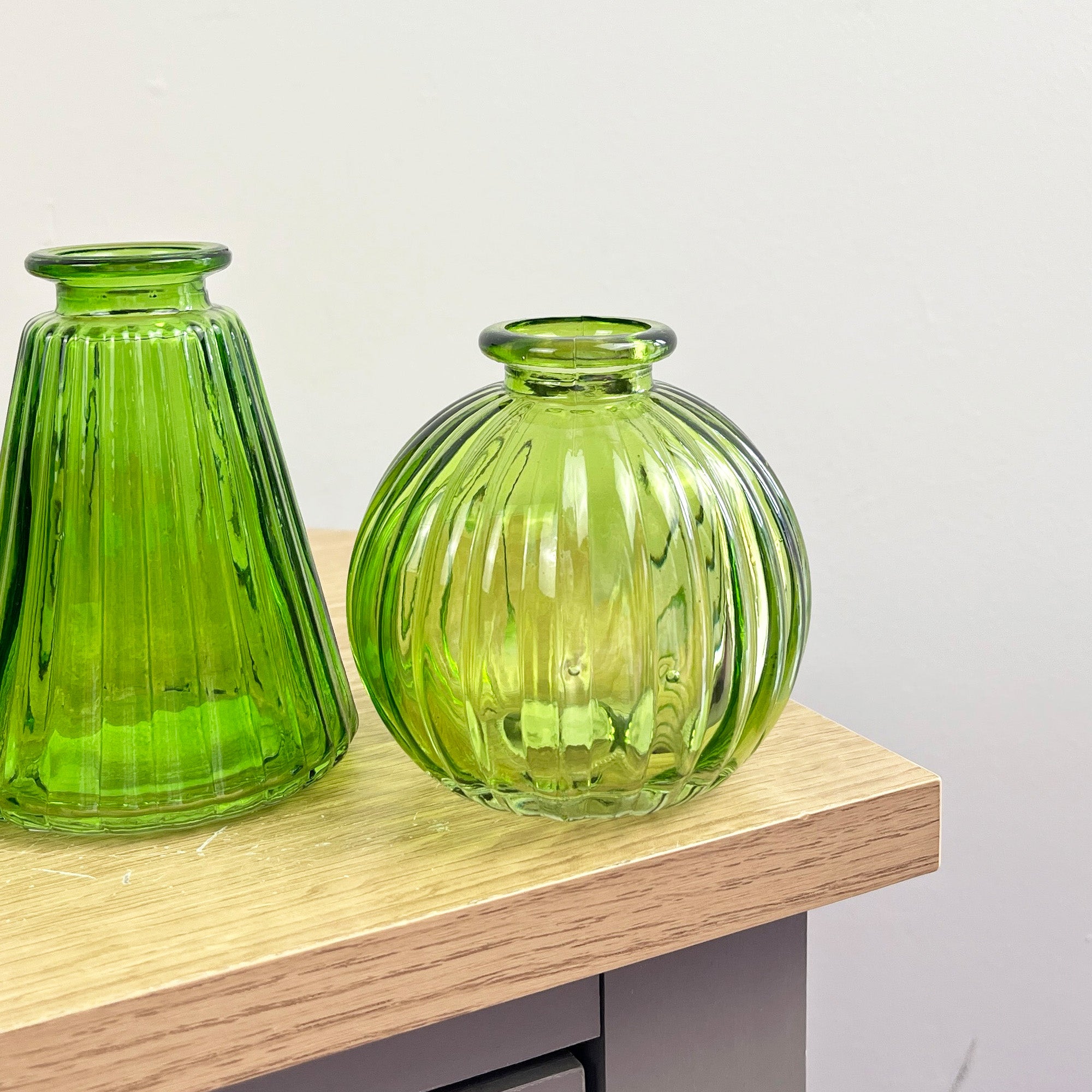 3 Piece Glass Bud Vase Set - Emerald Green Mix #1