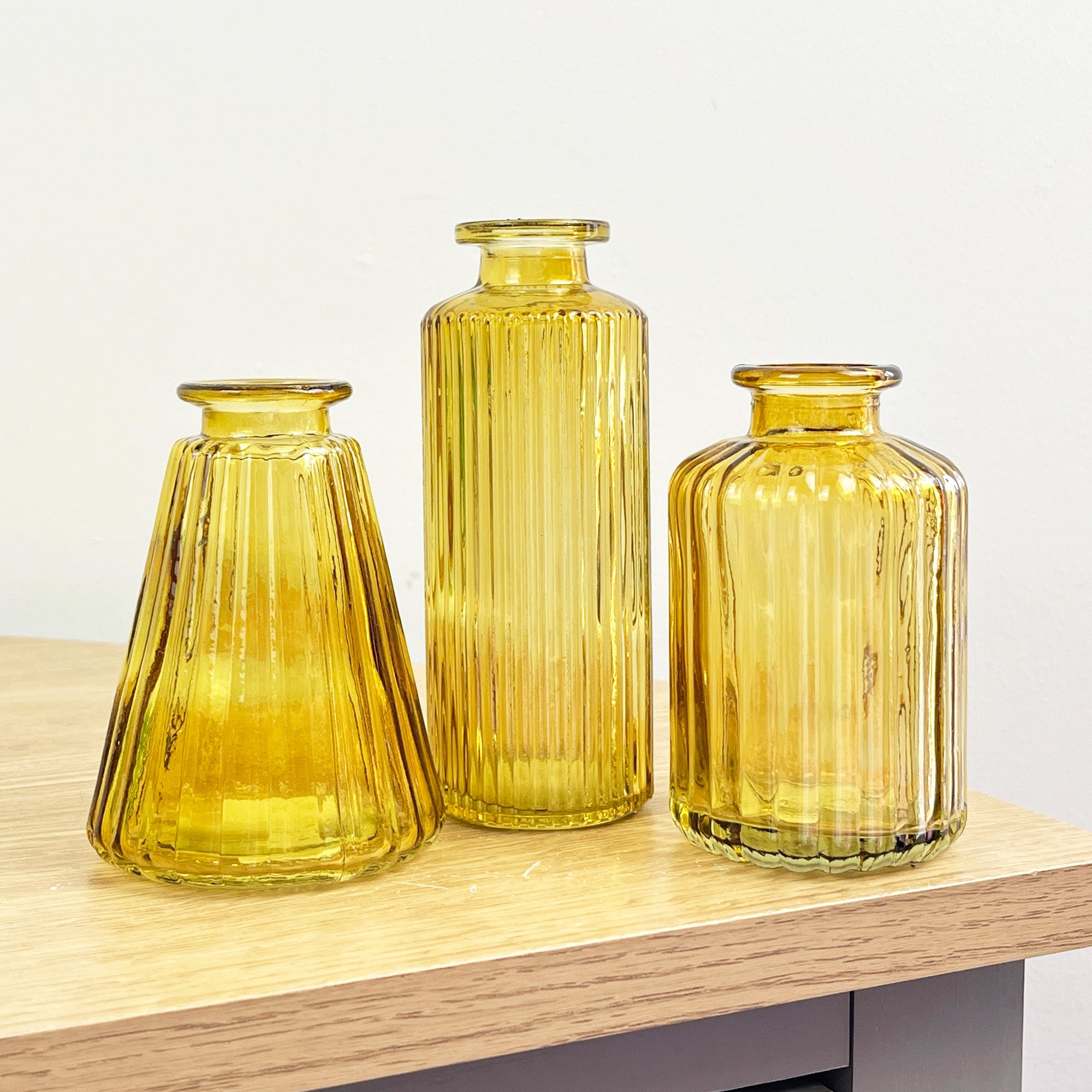 3 Piece Glass Bud Vase Set - Yellow