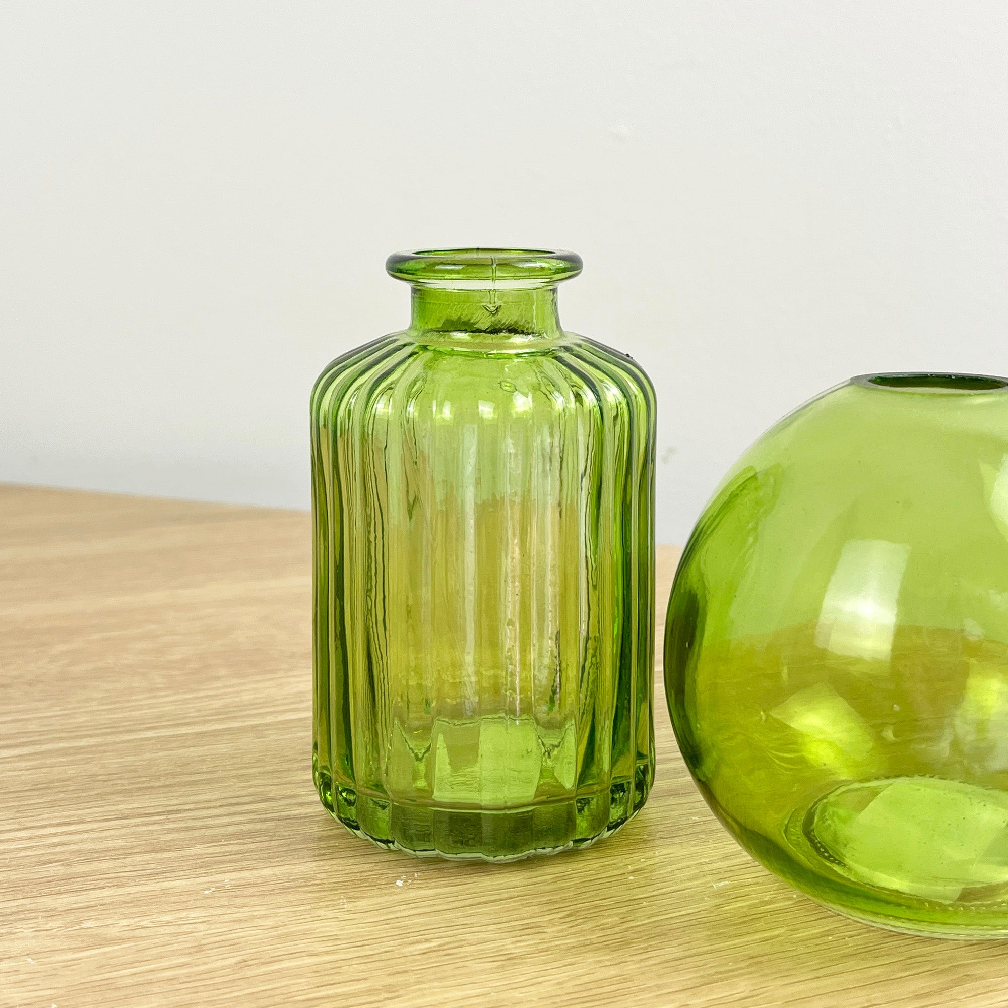 3 Piece Glass Bud Vase Set - Emerald Green Mix #2