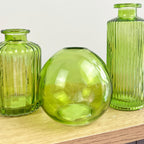 3 Piece Glass Bud Vase Set - Emerald Green Mix #2