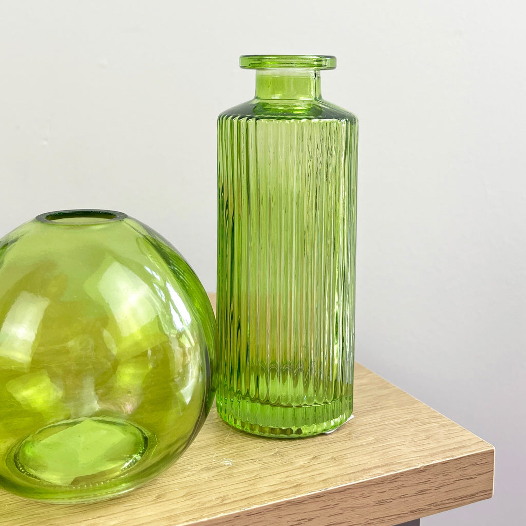 3 Piece Glass Bud Vase Set - Emerald Green Mix #2