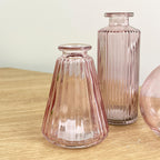3 Piece Glass Bud Vase Set - Pale Pink