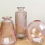 3 Piece Glass Bud Vase Set - Pale Pink