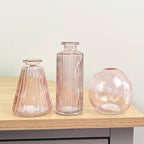 3 Piece Glass Bud Vase Set - Pale Pink