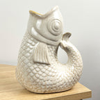 22cm Tall Nautical Fish Jug Ornament - Beige
