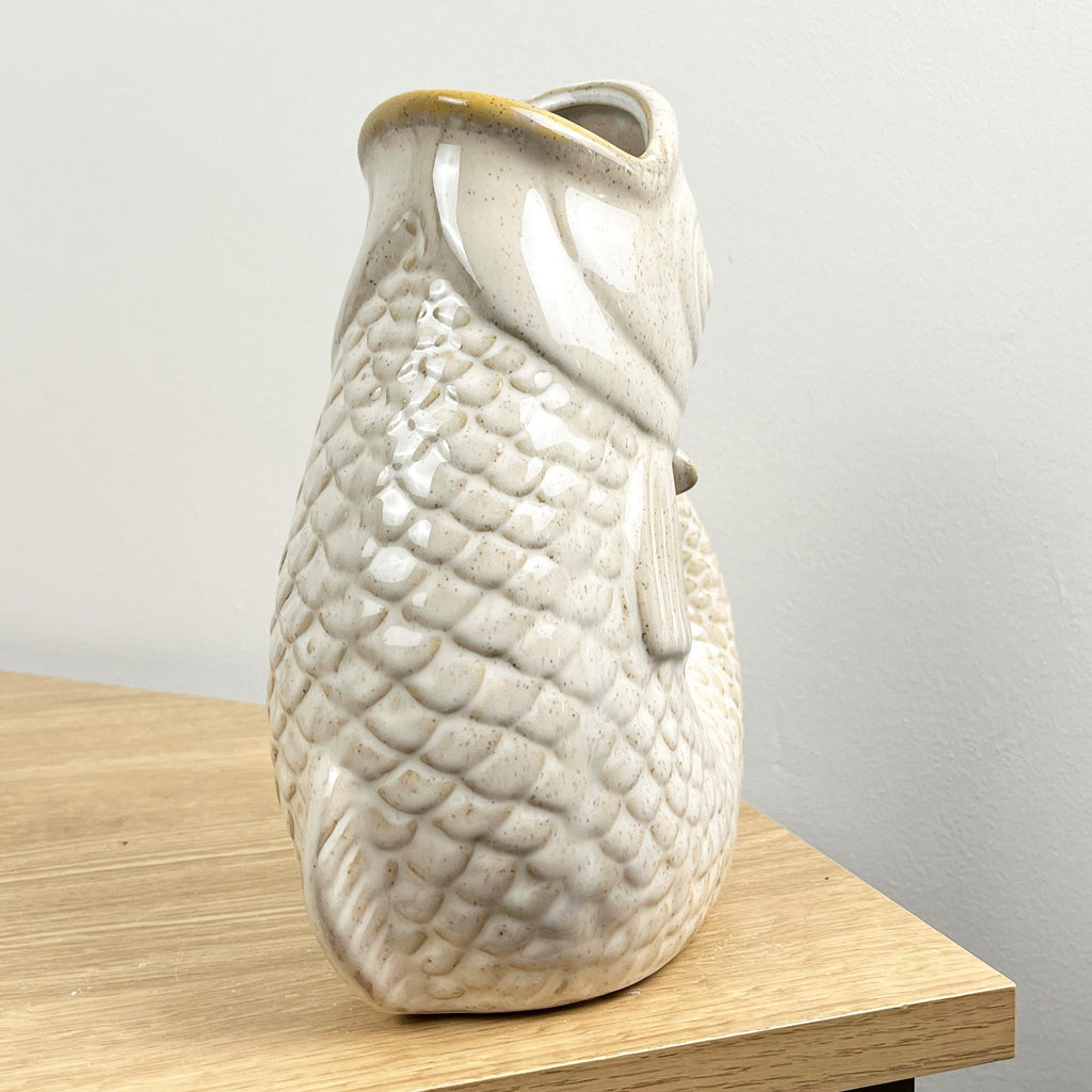 22cm Tall Nautical Fish Jug Ornament - Beige