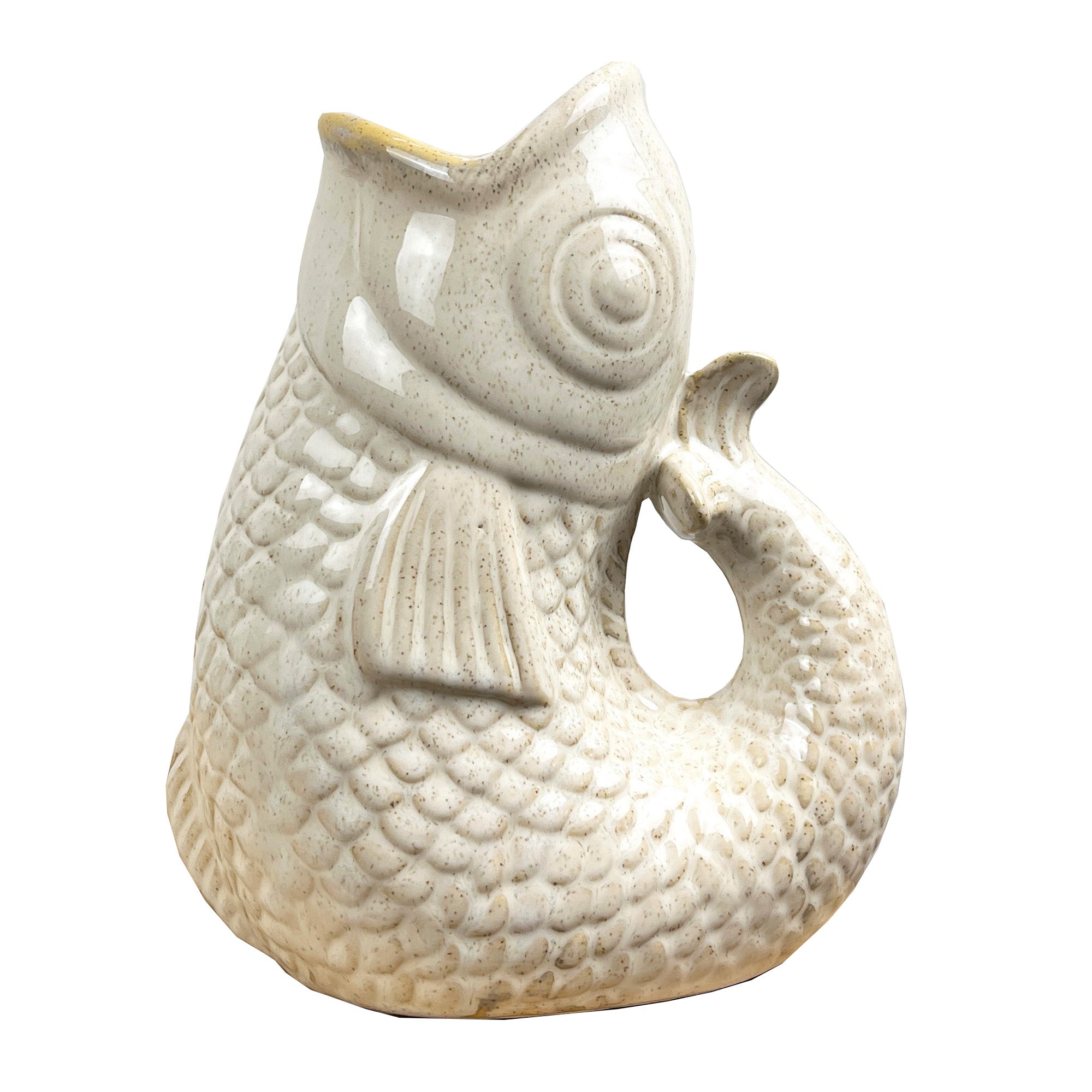 22cm Tall Nautical Fish Jug Ornament - Beige