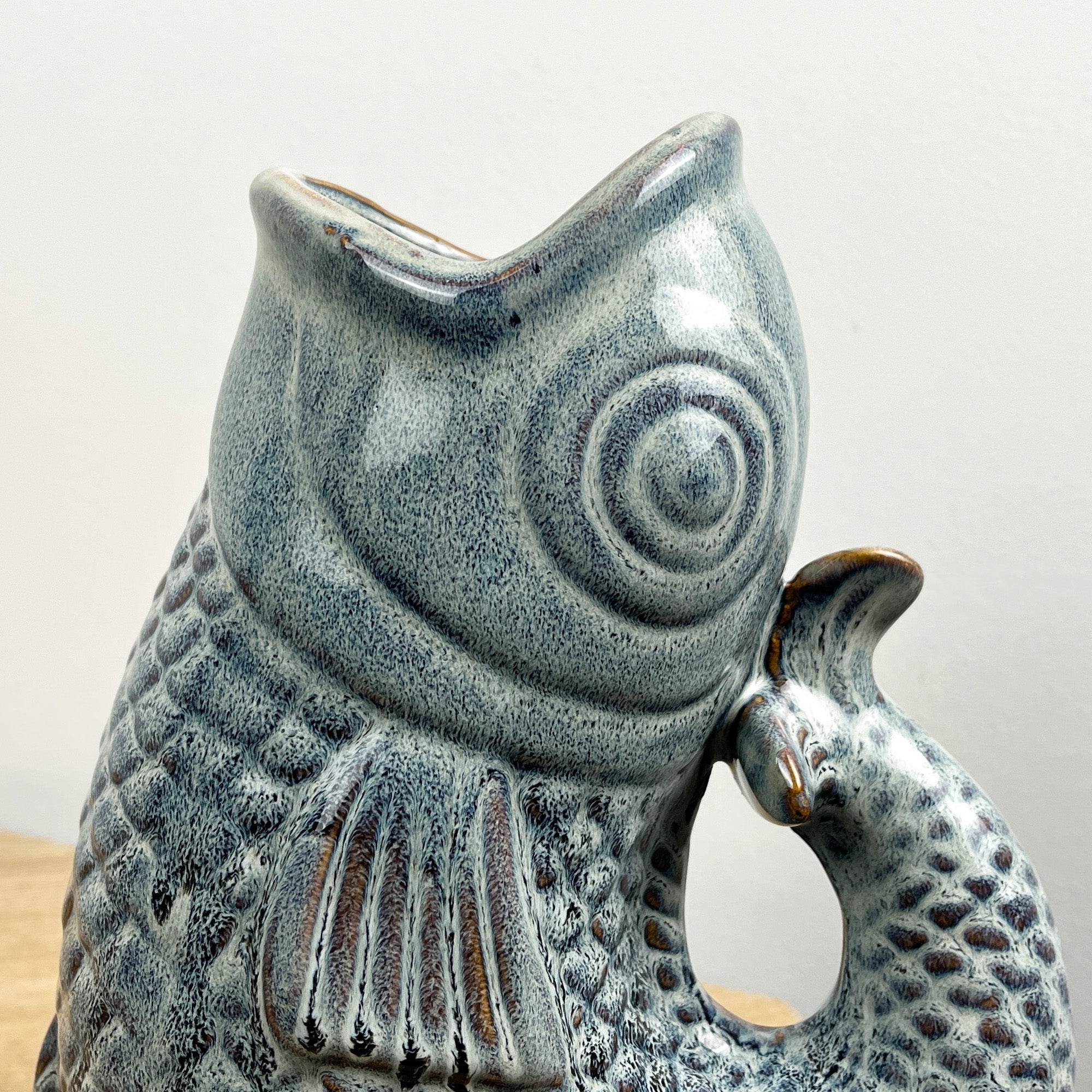 22cm Tall Nautical Fish Jug Ornament - Blue
