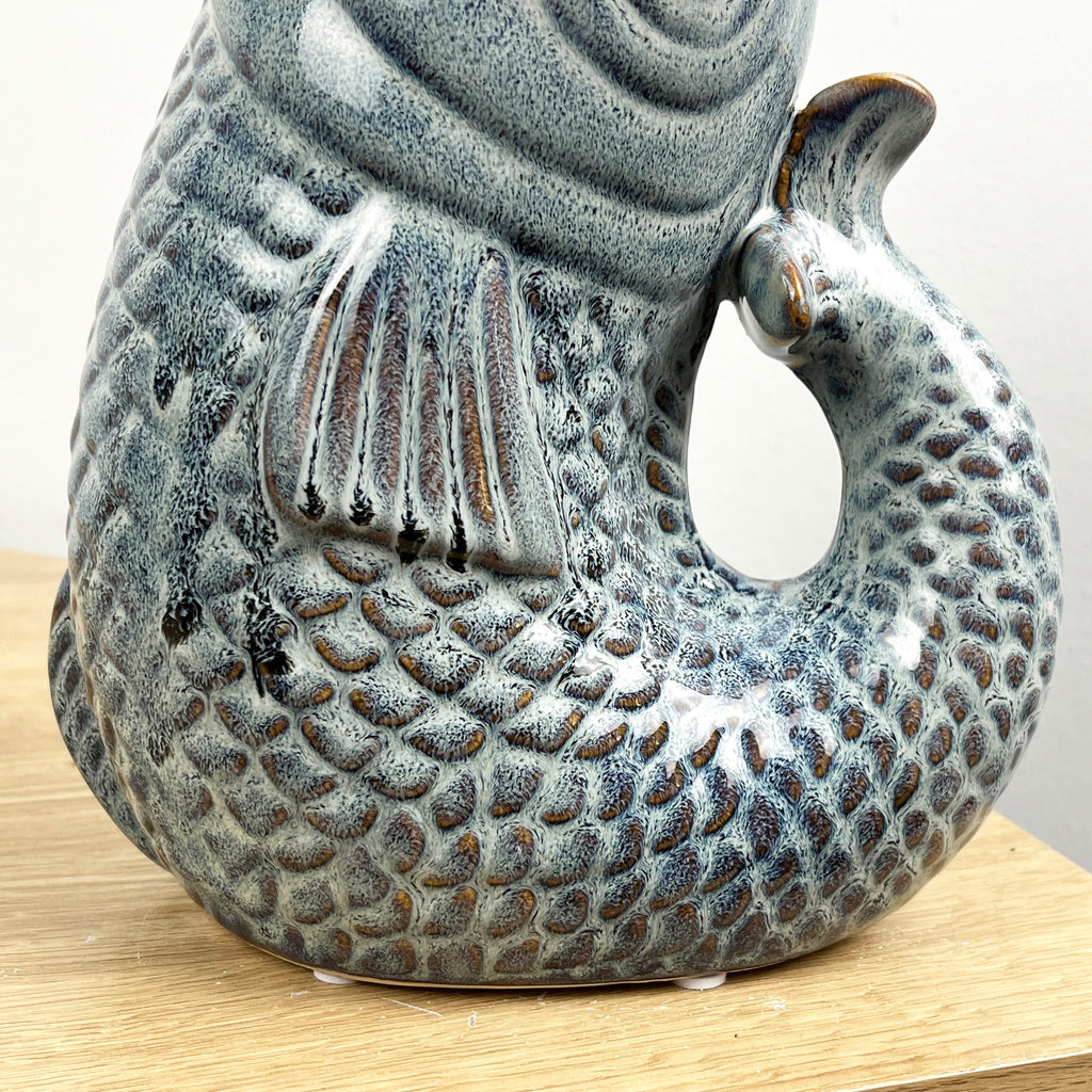 22cm Tall Nautical Fish Jug Ornament - Blue