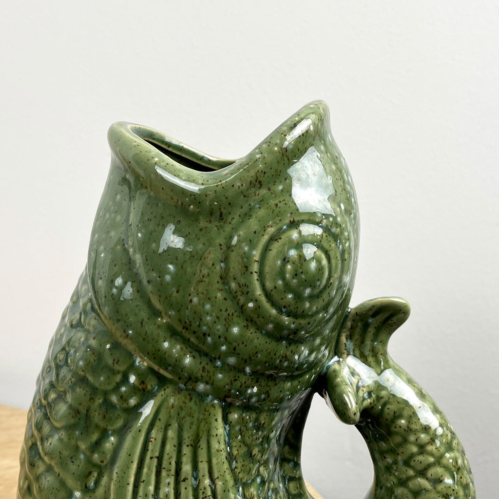 22cm Tall Nautical Fish Jug Ornament - Green
