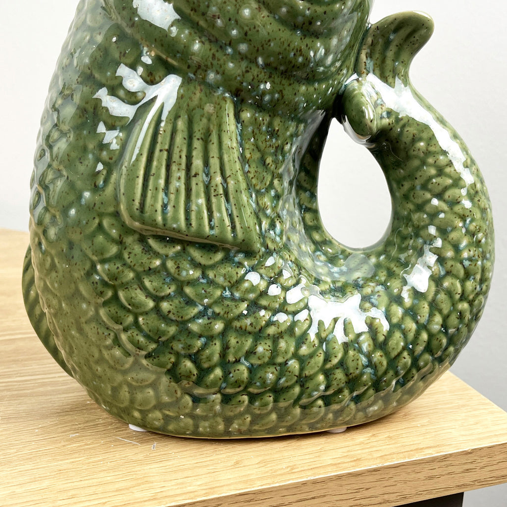 22cm Tall Nautical Fish Jug Ornament - Green