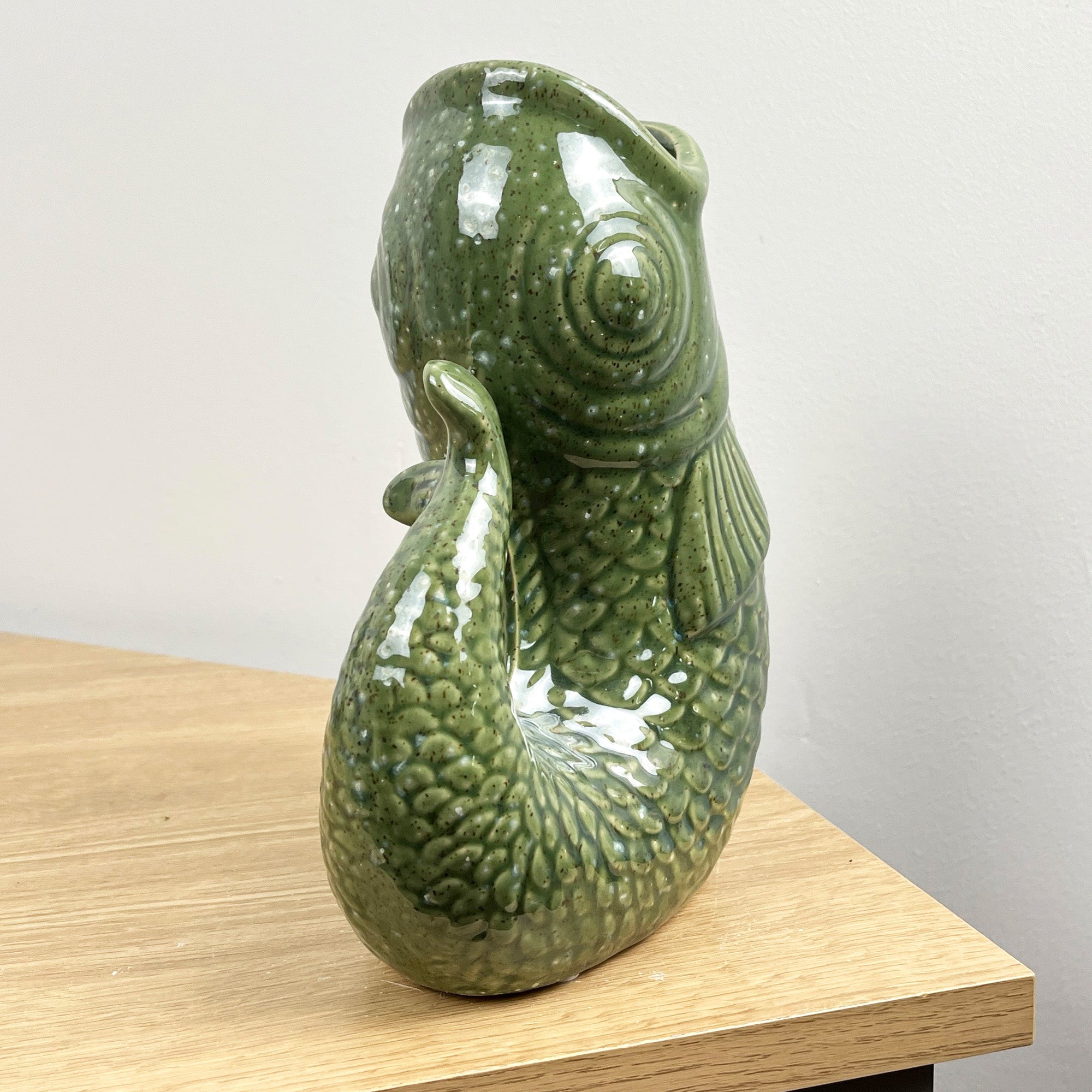 22cm Tall Nautical Fish Jug Ornament - Green
