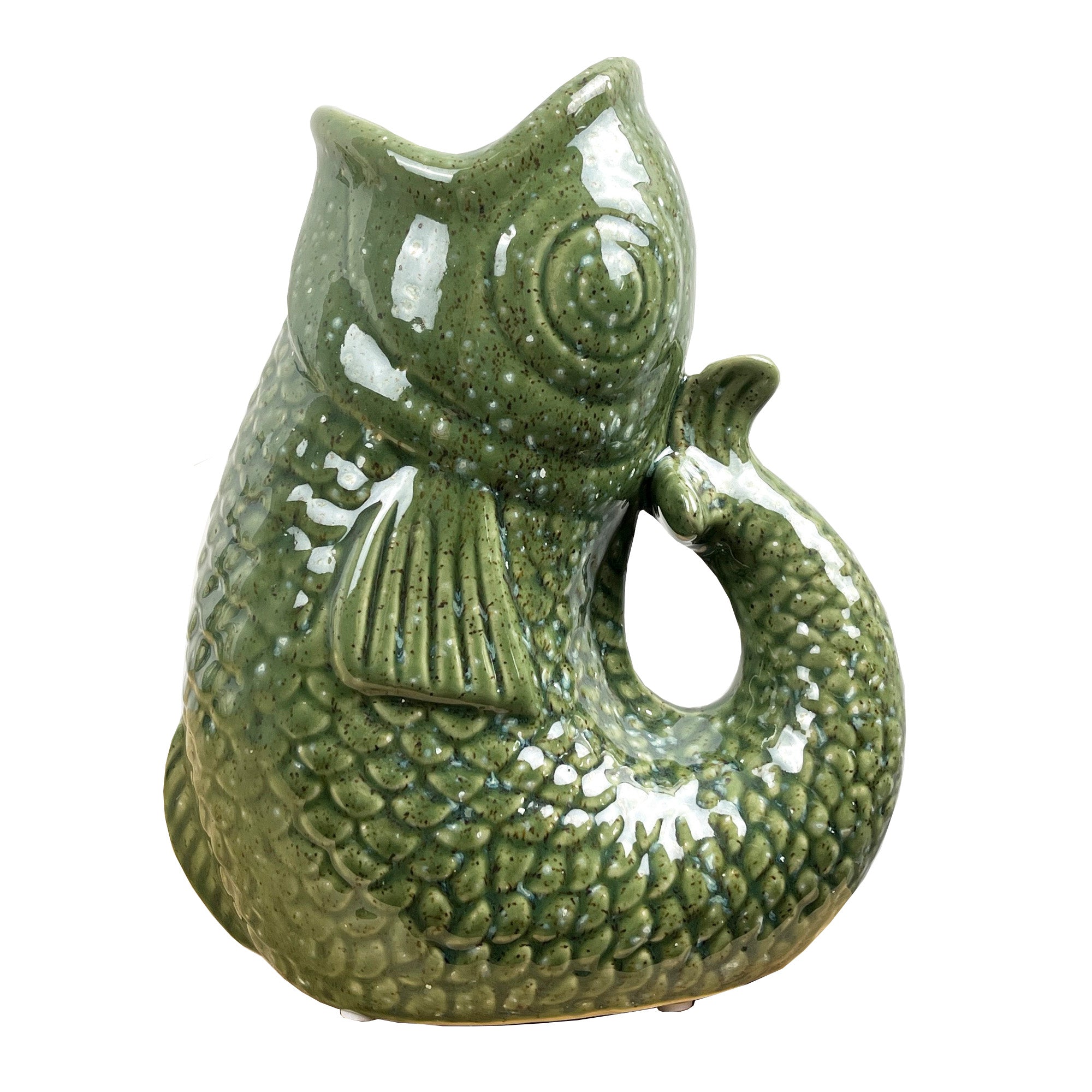 22cm Tall Nautical Fish Jug Ornament - Green