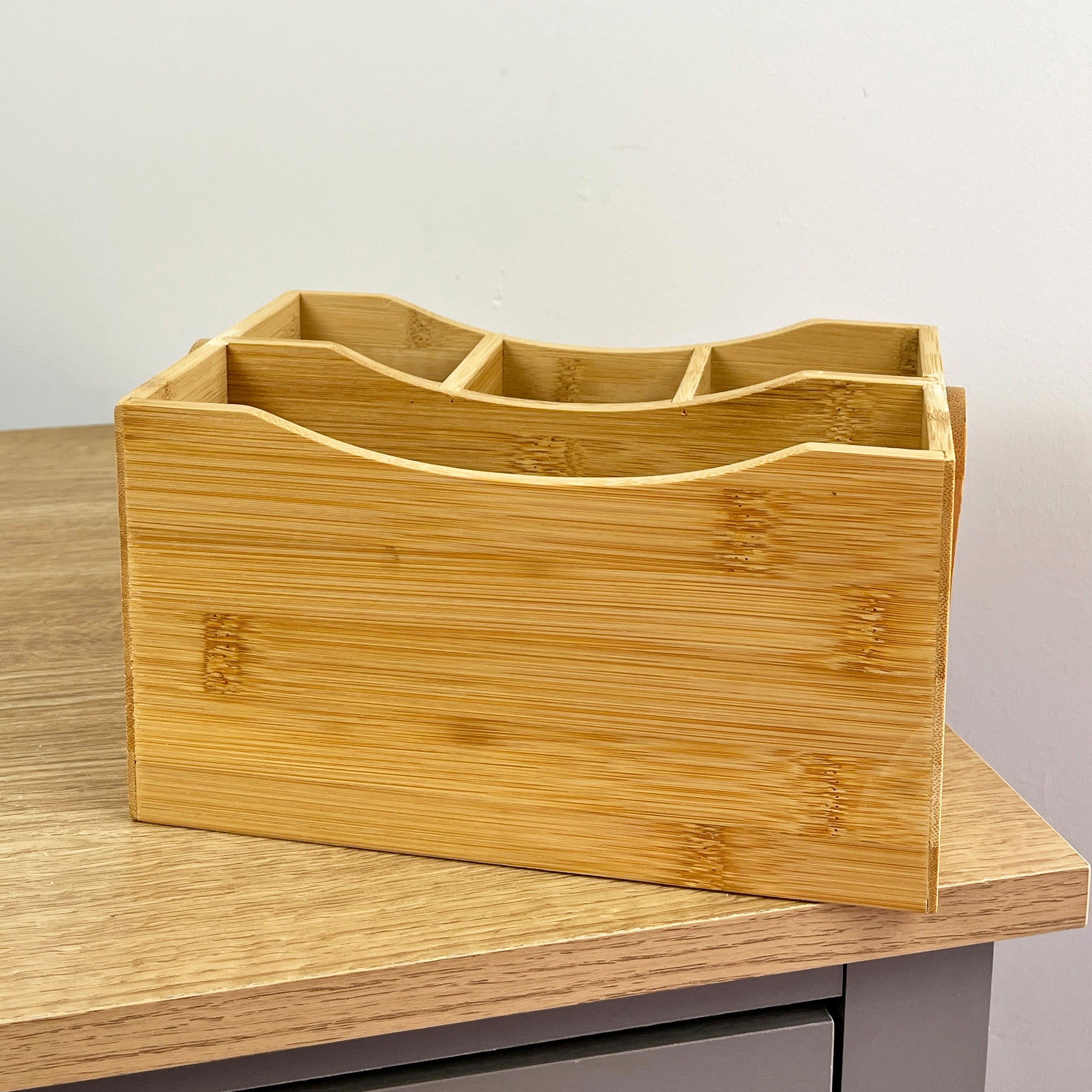 4 Compartment Bamboo Cutlery Storage Caddy Organiser