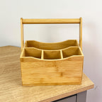 4 Compartment Bamboo Cutlery Storage Caddy Organiser