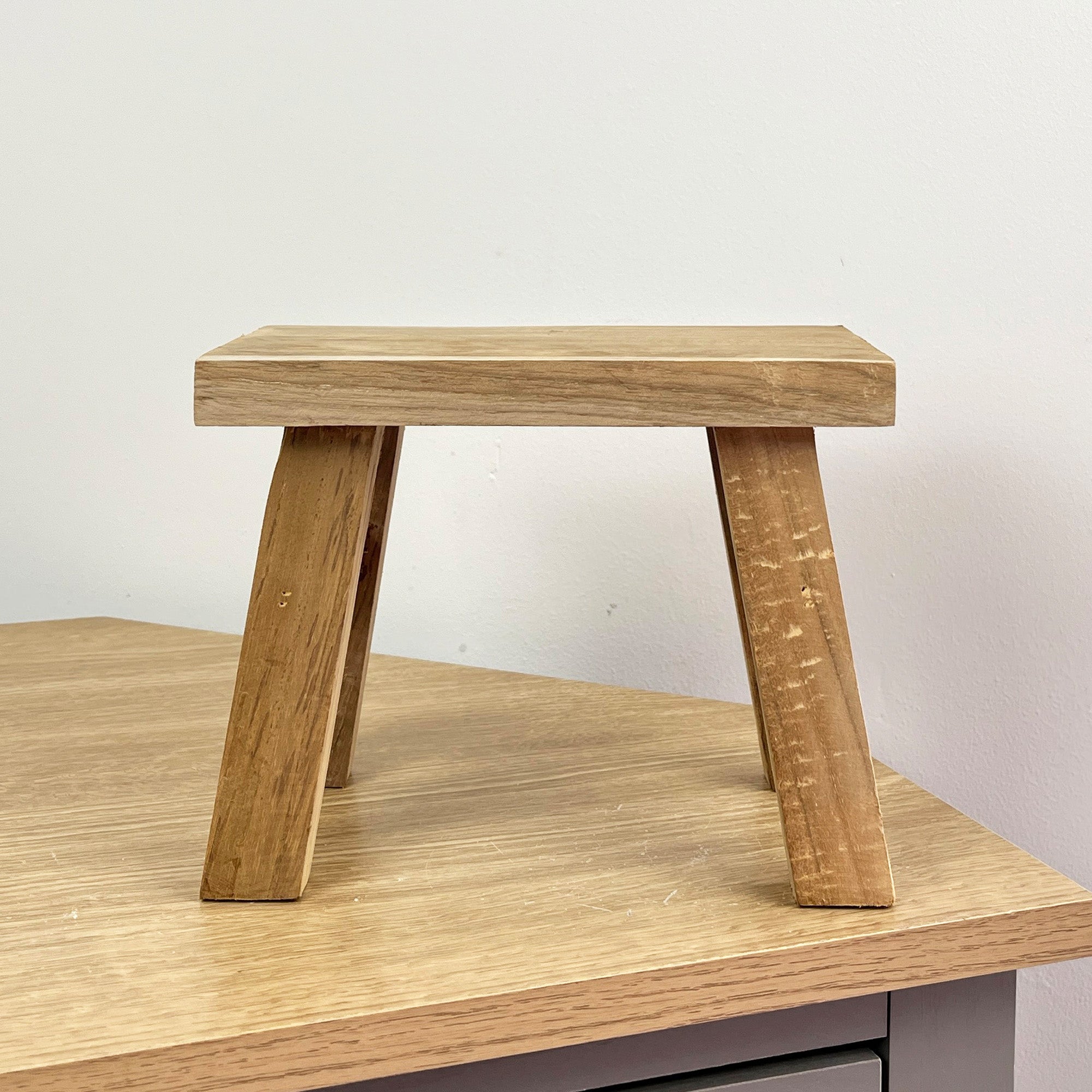 23cm Rectangular Teak Wood Display Stool / Plant Pot Stand