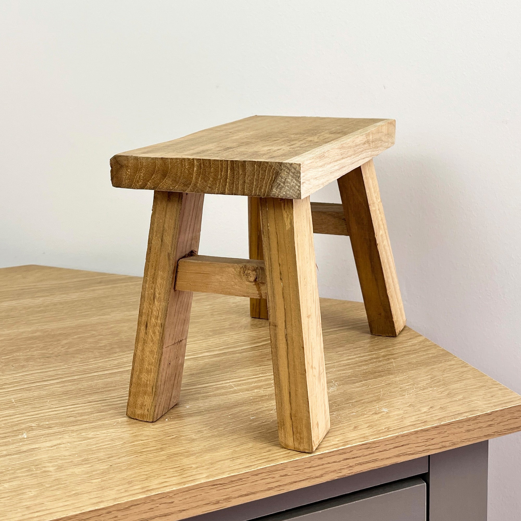 23cm Rectangular Teak Wood Display Stool / Plant Pot Stand