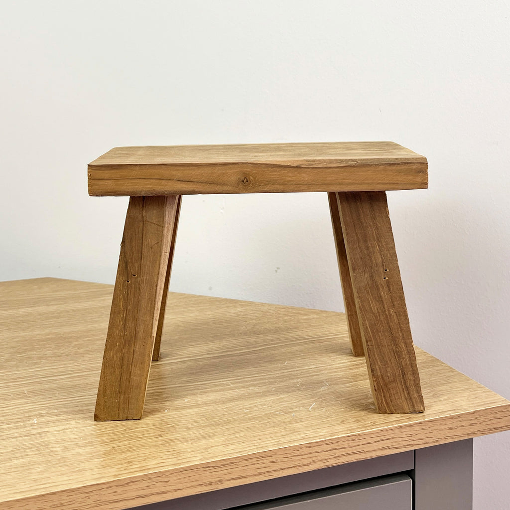 23cm Rectangular Teak Wood Display Stool / Plant Pot Stand