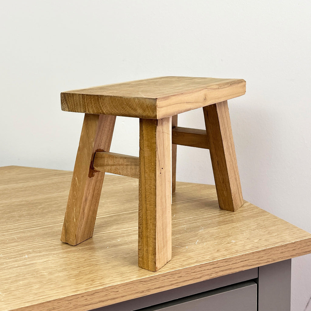 23cm Rectangular Teak Wood Display Stool / Plant Pot Stand