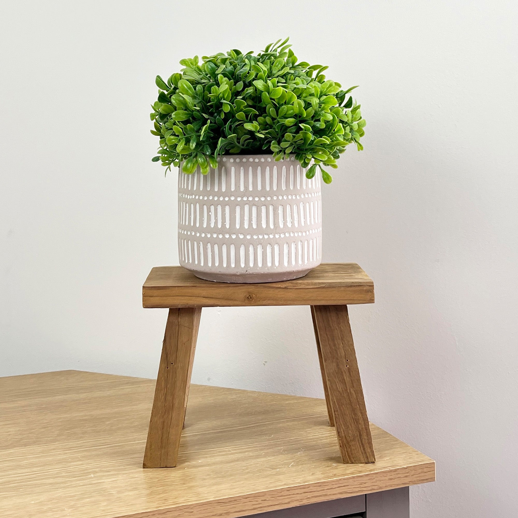 23cm Rectangular Teak Wood Display Stool / Plant Pot Stand