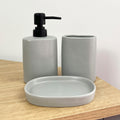 3 Piece Ceramic Bathroom Sink Accessories Set - Grey