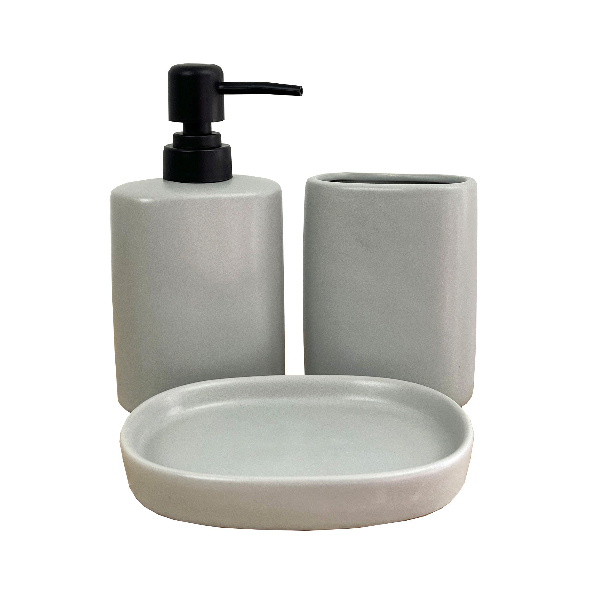 3 Piece Ceramic Bathroom Sink Accessories Set - Grey