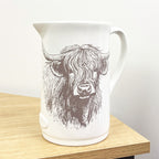 1.2 Litre White Highland Cow Utensil Storage Pot Jug - Ceramic