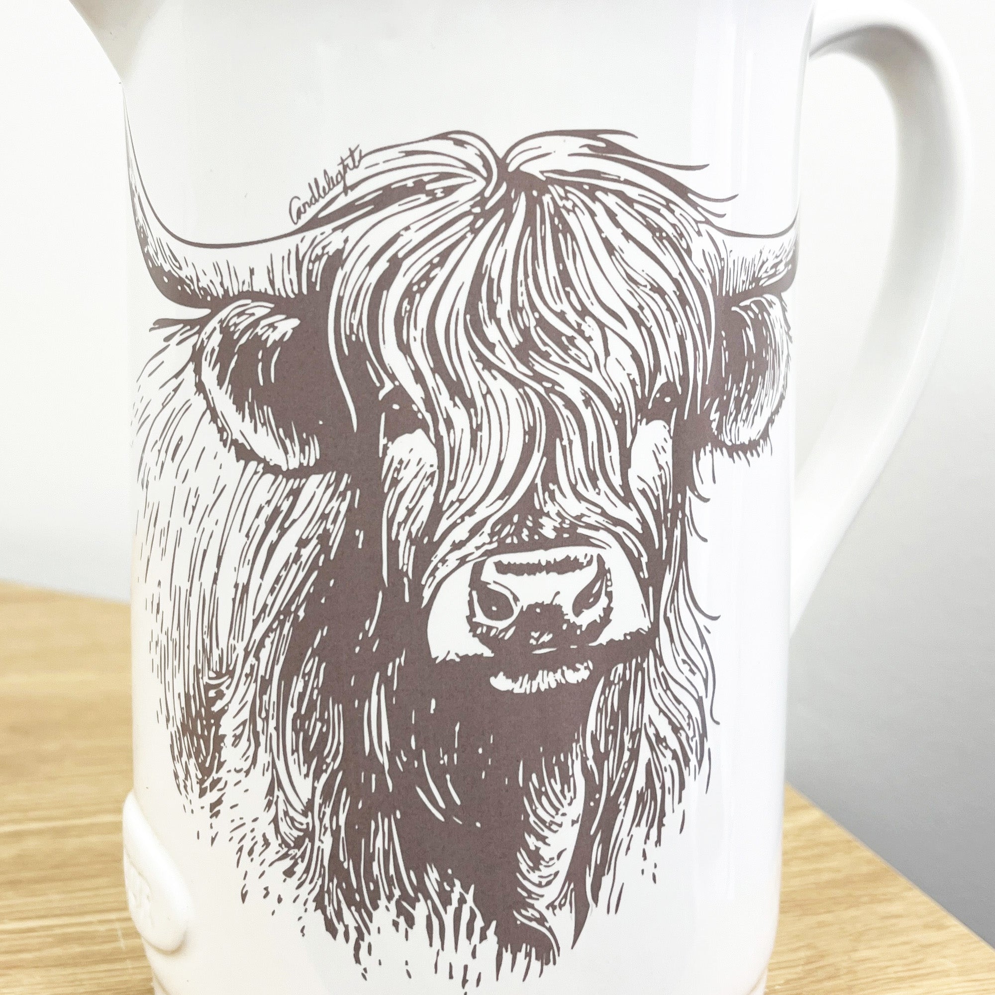 1.2 Litre White Highland Cow Utensil Storage Pot Jug - Ceramic