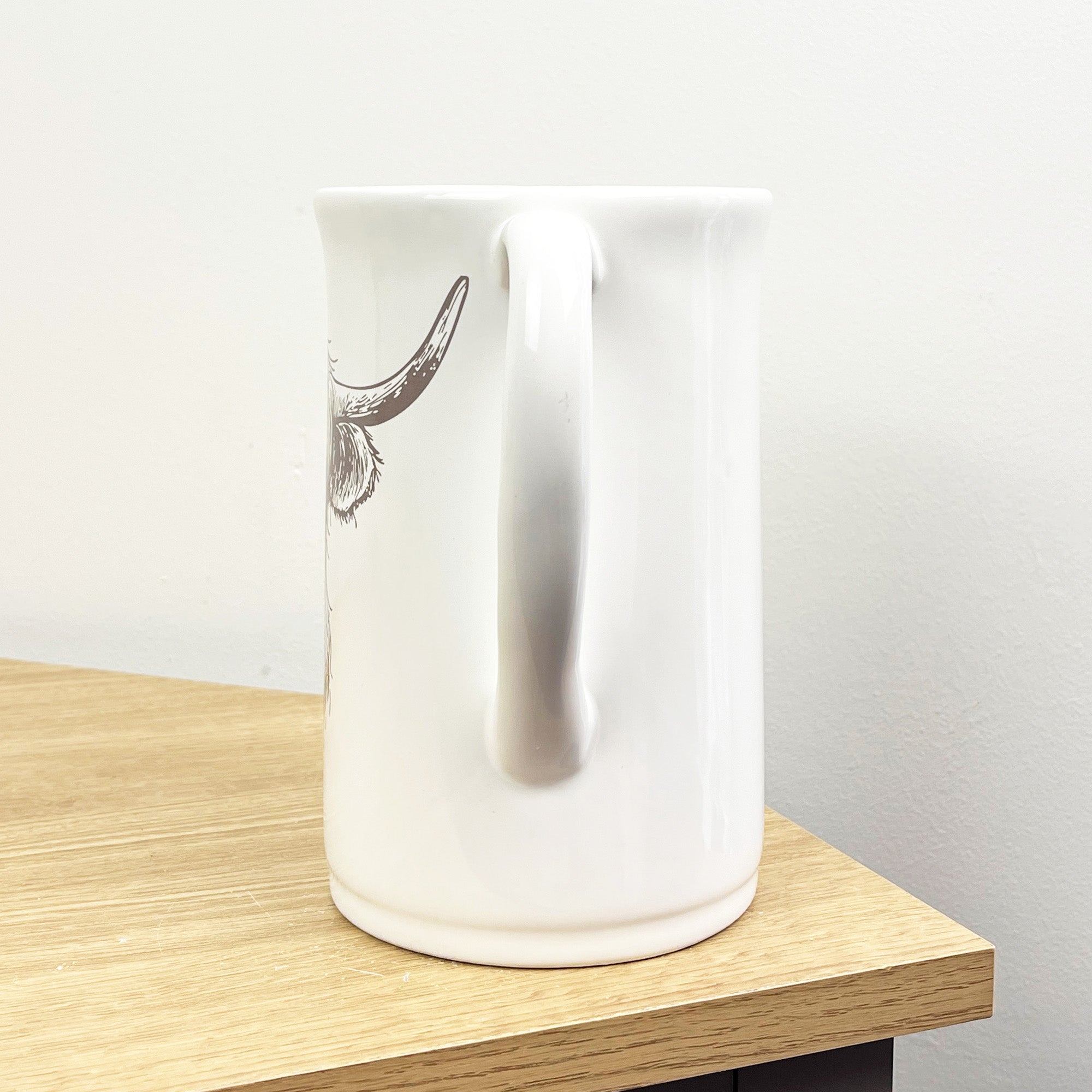 1.2 Litre White Highland Cow Utensil Storage Pot Jug - Ceramic