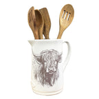 1.2 Litre White Highland Cow Utensil Storage Pot Jug - Ceramic
