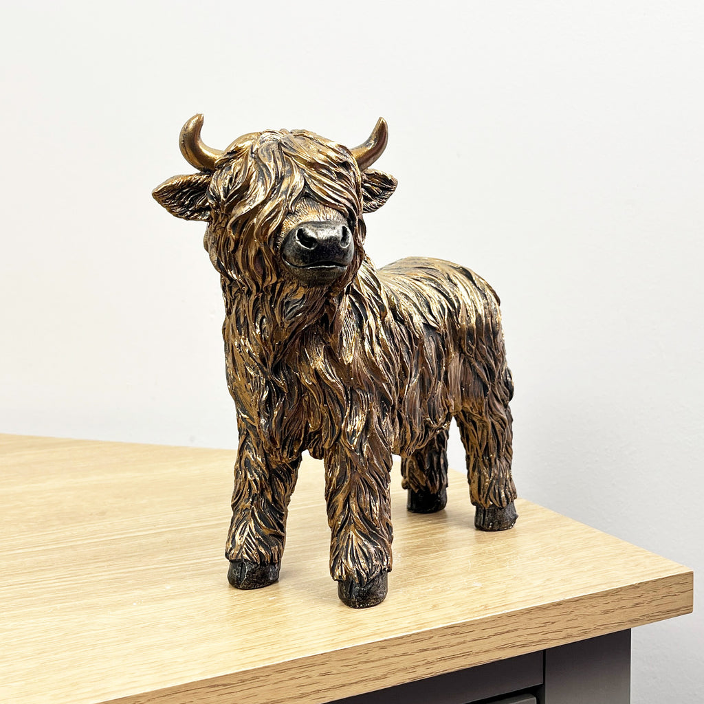 18.5cm Standing Highland Cow Ornament - Resin