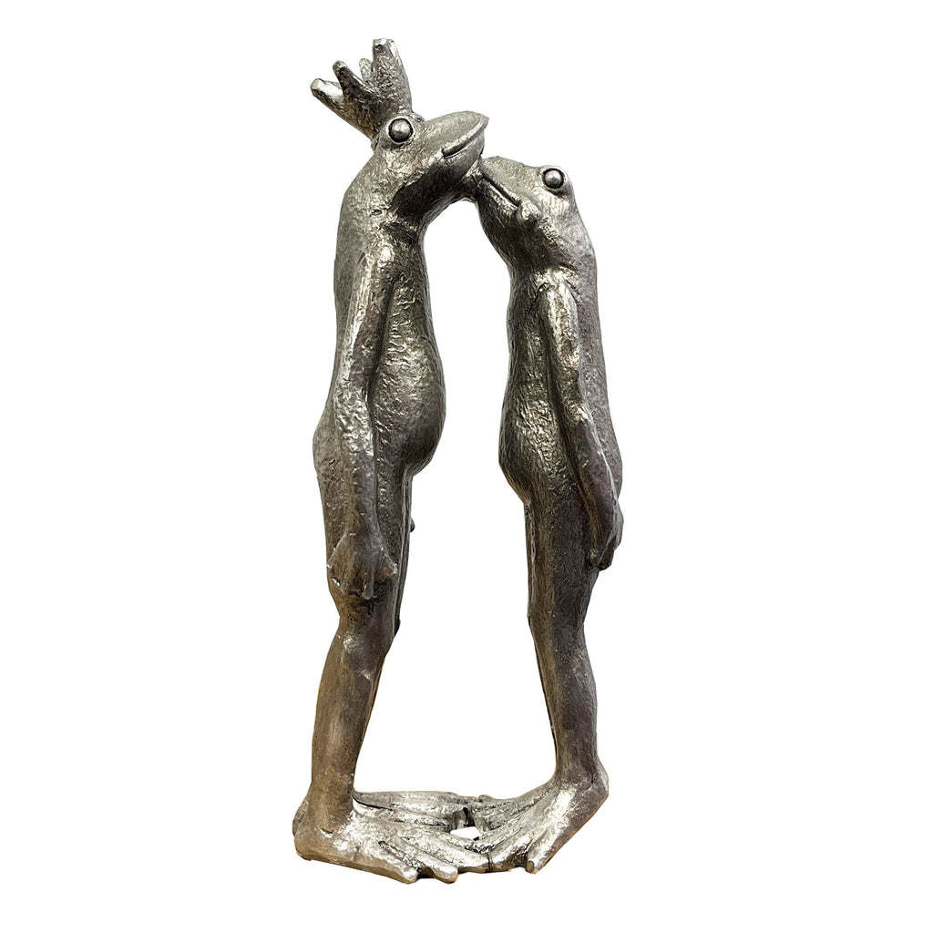 21.5cm Silver Kissing Frogs Ornament - Resin