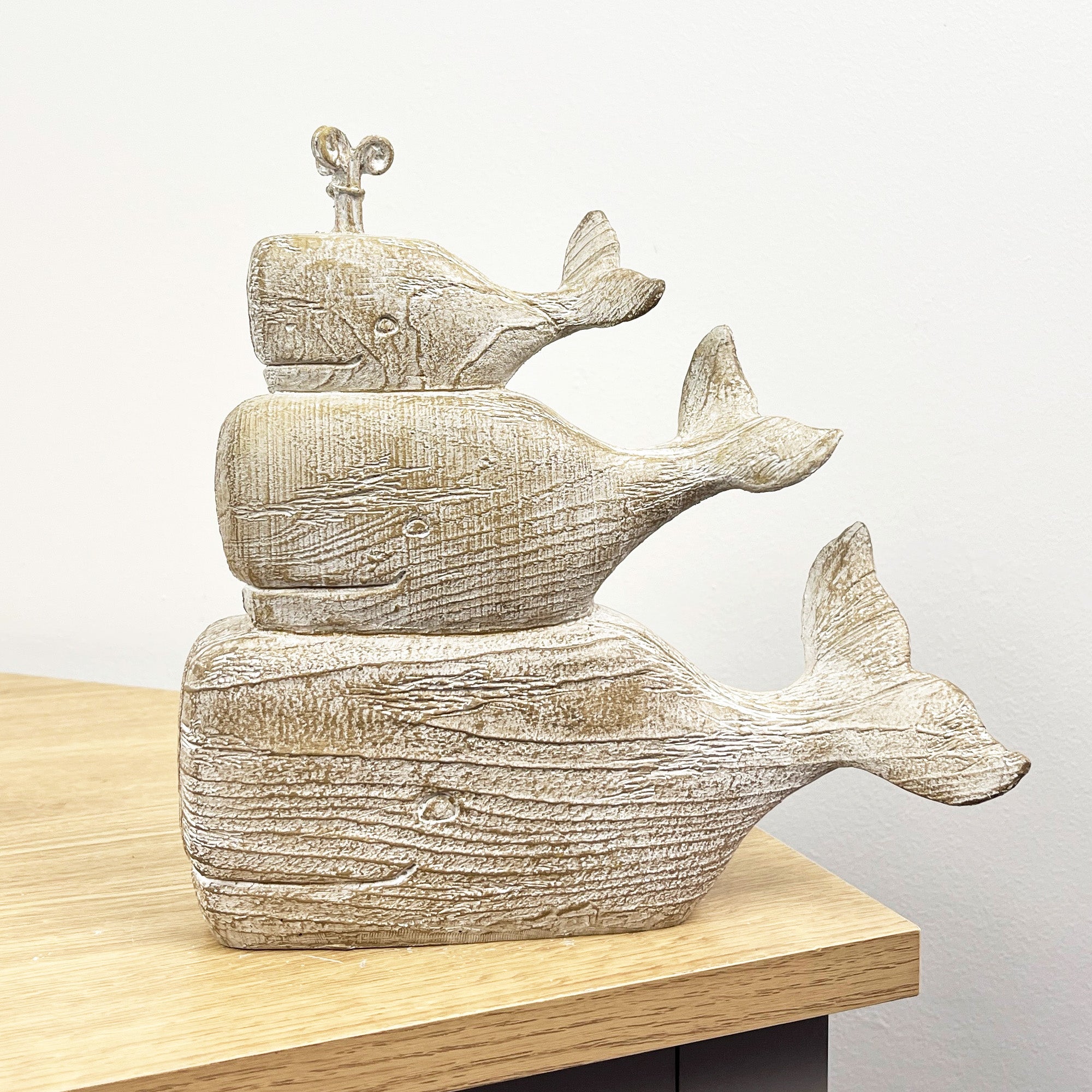 21cm Tower of 3 Whales Ornament - Resin