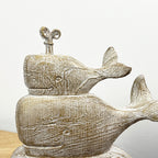 21cm Tower of 3 Whales Ornament - Resin