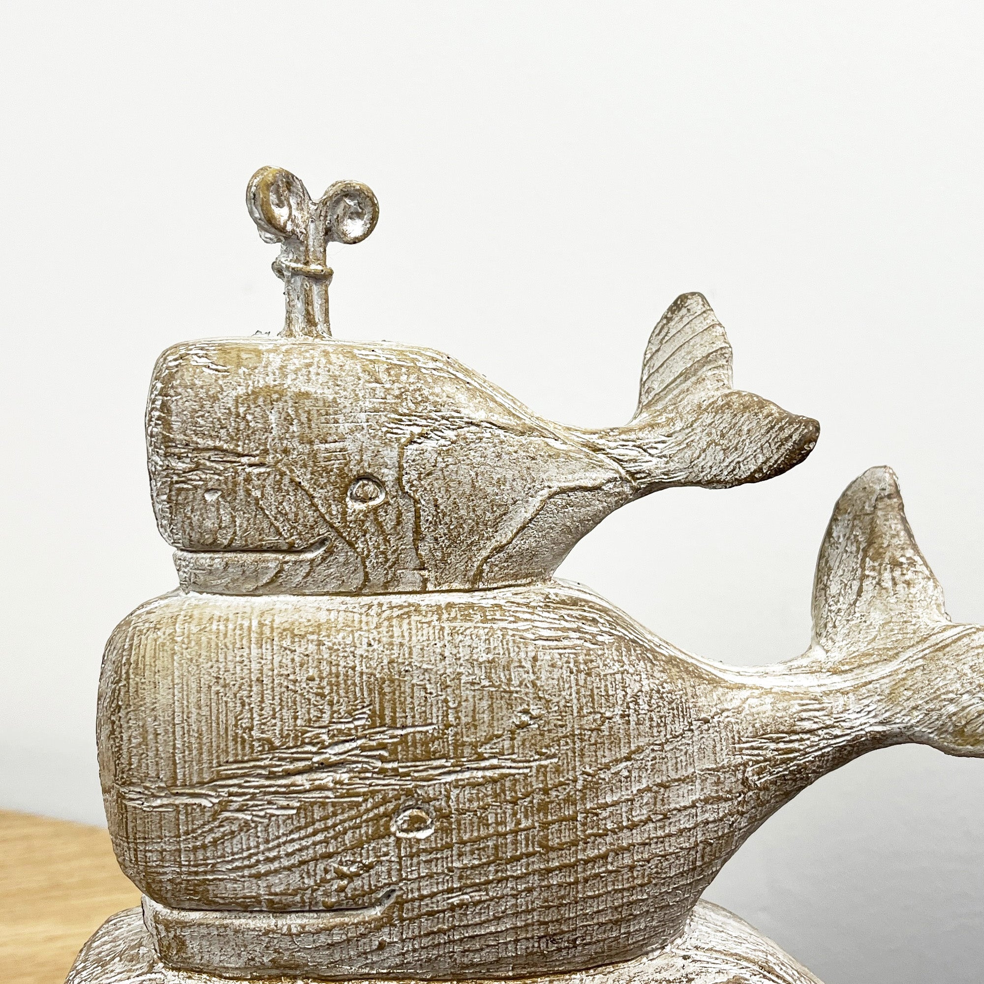 21cm Tower of 3 Whales Ornament - Resin