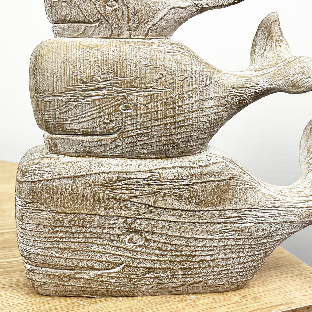21cm Tower of 3 Whales Ornament - Resin